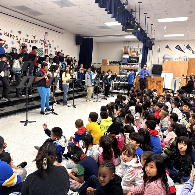 Our instrumental class is getting ready to play for the audience 