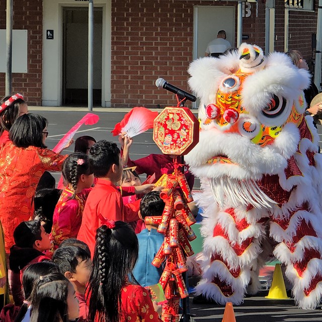 Lion and kids