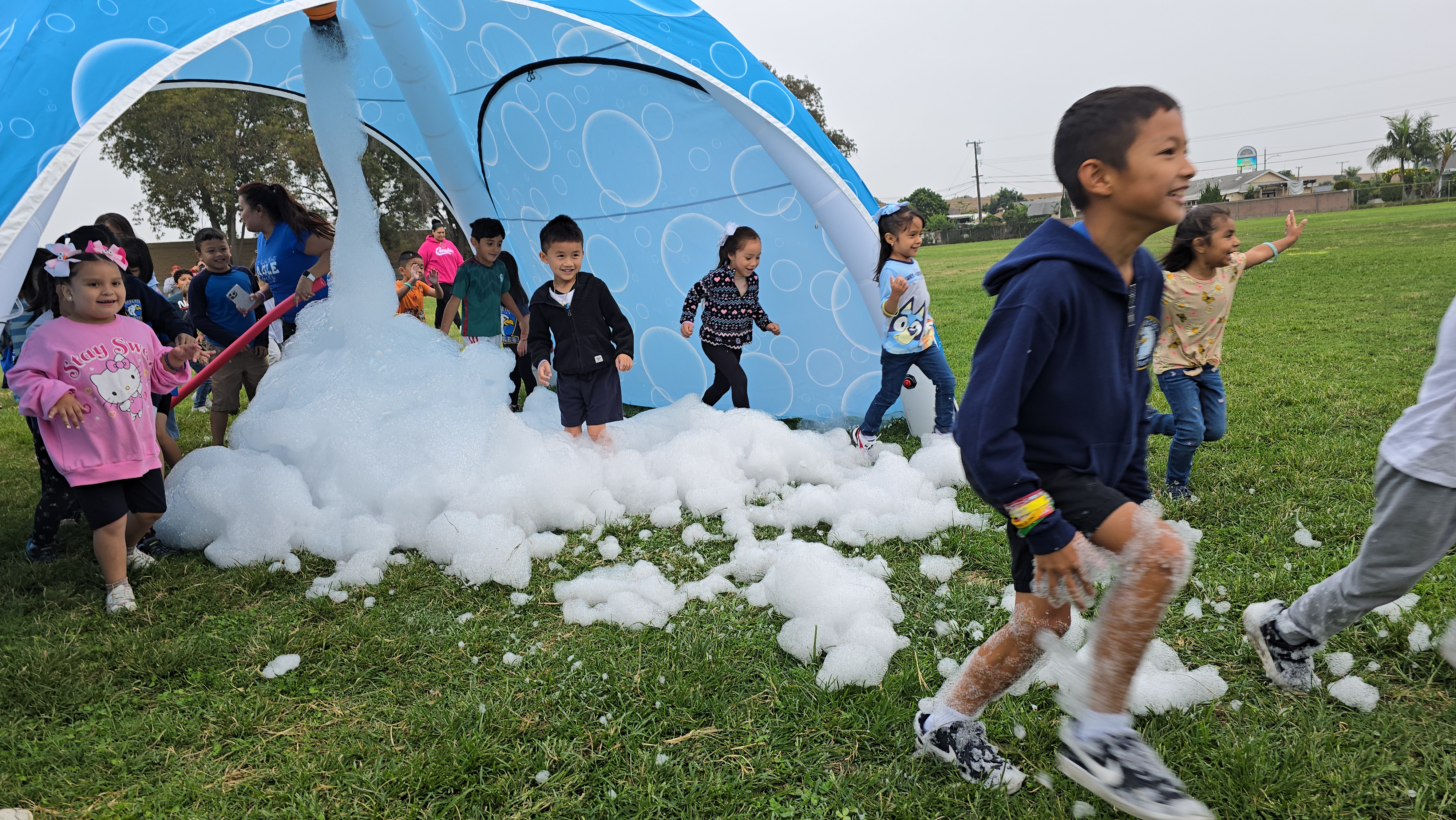 Kids running bubble