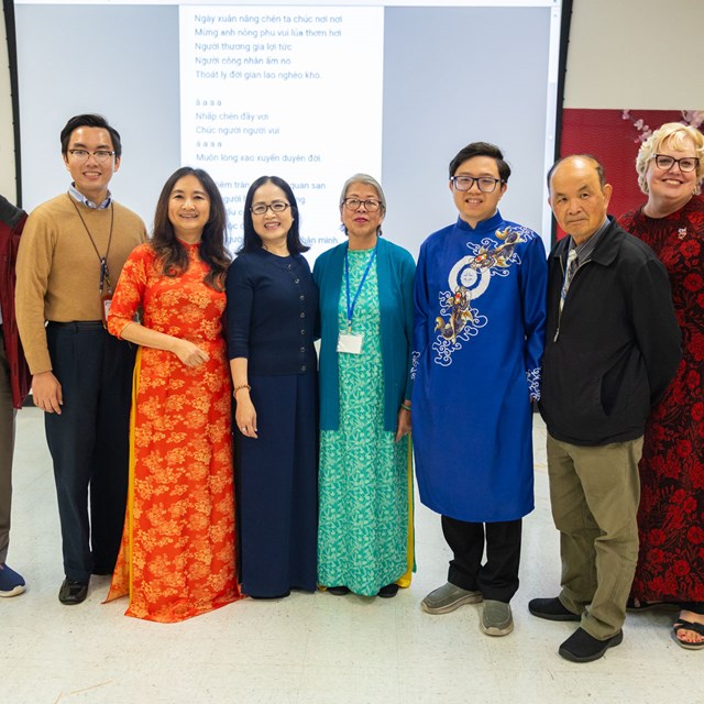 Dr. Carter TAVIET Teachers Board Trustee Lan Nguyen at Culminating Event