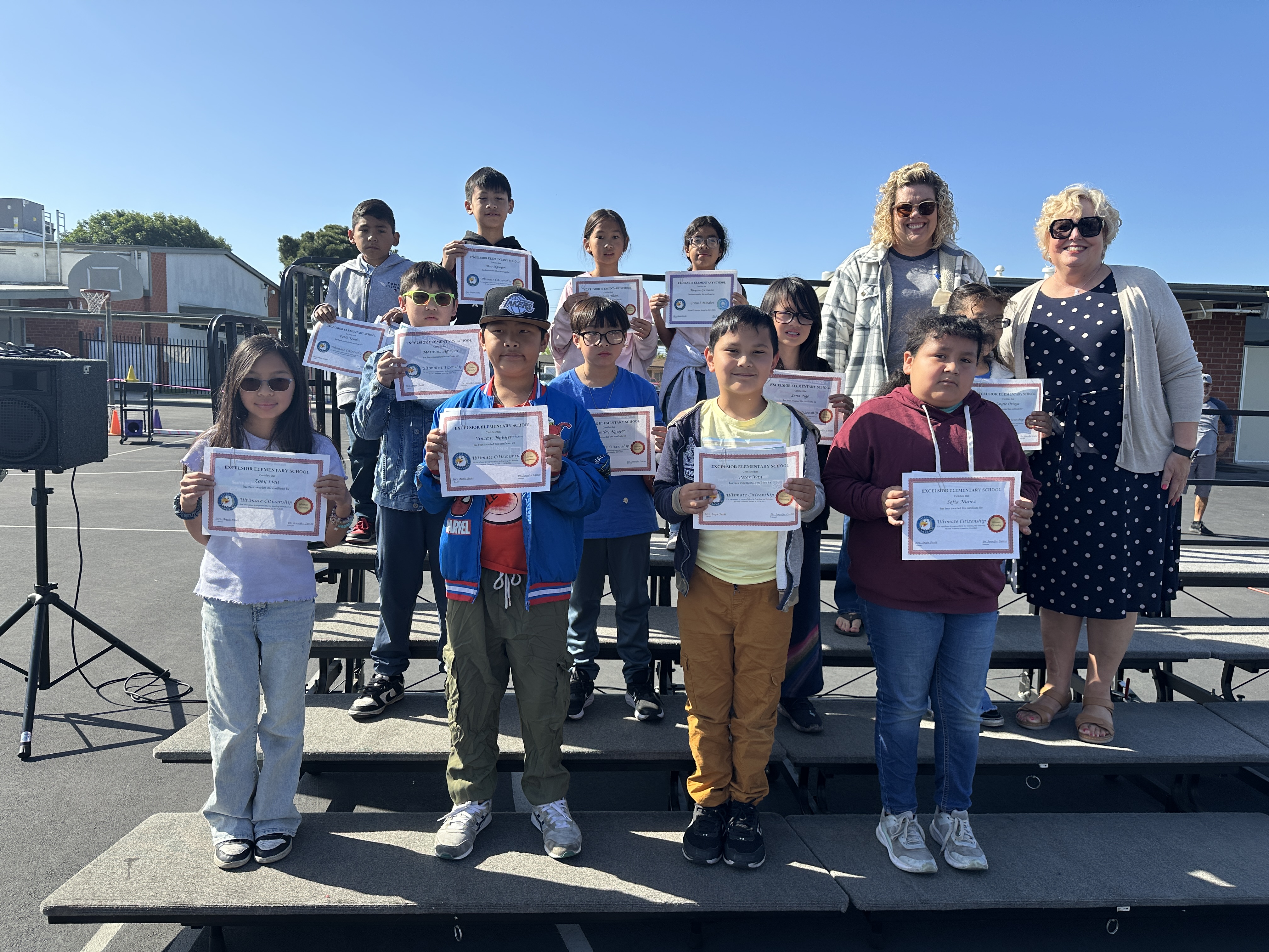 Second Trimester Awards with Mrs. Paski and Principal Carter