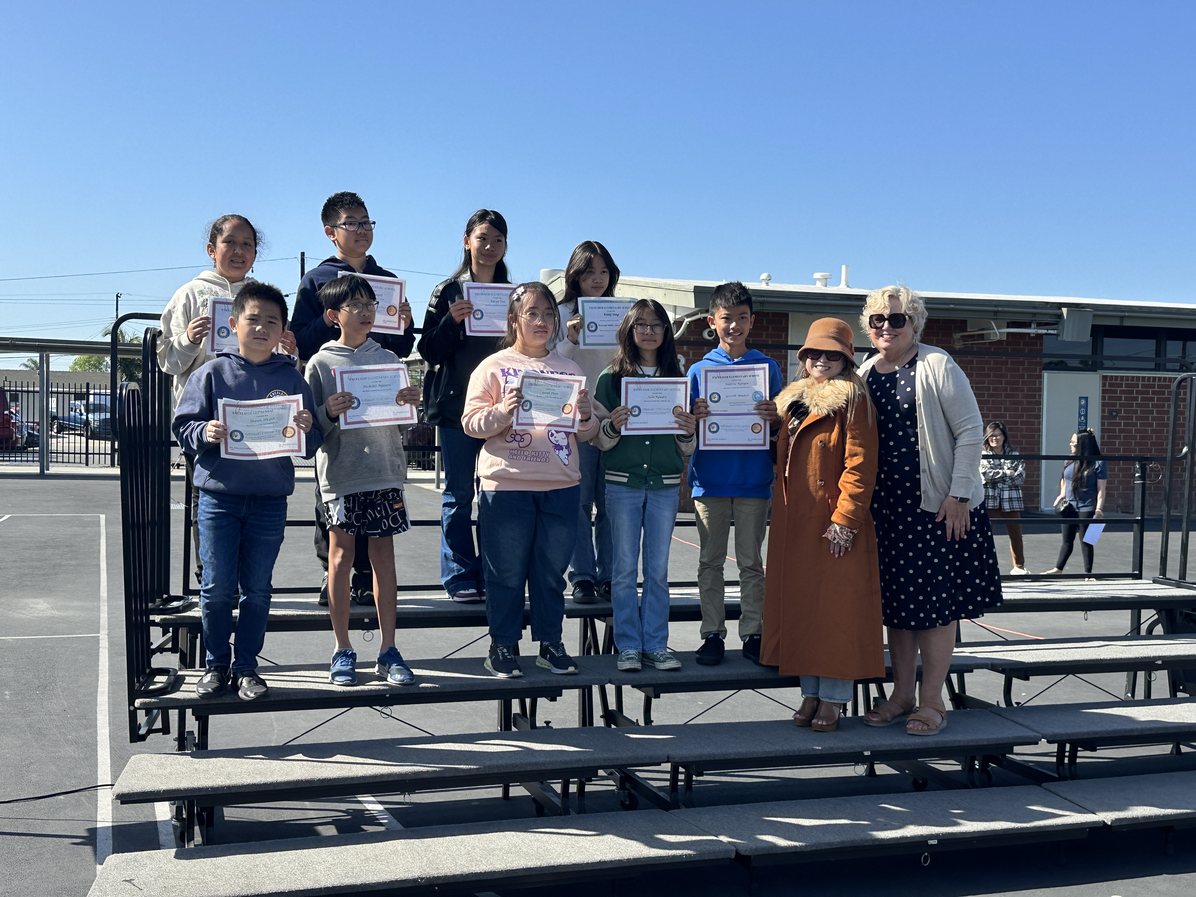 Second Trimester Awards with Mrs. Kirnbauer and Principal Carter