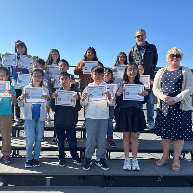 Second Trimester Awards with Mr. Feliciano and Principal Carter